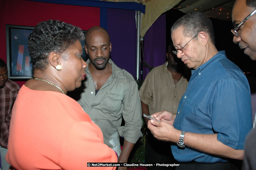 The Hon. Orette Bruce Goldwin, M.P., Prime Minister of Jamaica, Minister of Tourism, Hon. Edmund Bartlett, and Director of Tourism, Basil Smith at the Air Jamaica Jazz and Blues Festival 2008 The Art of Music - Ridday, January 25, 2008 - Air Jamaica Jazz & Blues 2008 The Art of Music venue at the Aqaueduct on Rose Hall Resort & Counrty Club, Montego Bay, St. James, Jamaica W.I. - Thursday, January 24 - Saturday, January 26, 2008 - Photographs by Net2Market.com - Claudine Housen & Barry J. Hough Sr, Photographers - Negril Travel Guide, Negril Jamaica WI - http://www.negriltravelguide.com - info@negriltravelguide.com...!