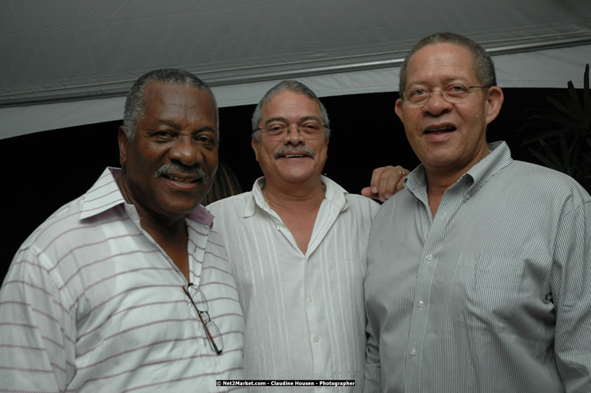 The Hon. Orette Bruce Goldwin, M.P., Prime Minister of Jamaica, Minister of Tourism, Hon. Edmund Bartlett, and Director of Tourism, Basil Smith at the Air Jamaica Jazz and Blues Festival 2008 The Art of Music - Thrusday, January 24, 2008 - Air Jamaica Jazz & Blues 2008 The Art of Music venue at the Aqaueduct on Rose Hall Resort & Counrty Club, Montego Bay, St. James, Jamaica W.I. - Thursday, January 24 - Saturday, January 26, 2008 - Photographs by Net2Market.com - Claudine Housen & Barry J. Hough Sr, Photographers - Negril Travel Guide, Negril Jamaica WI - http://www.negriltravelguide.com - info@negriltravelguide.com...!