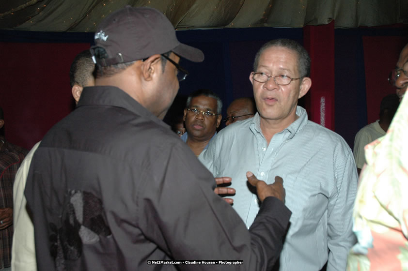 The Hon. Orette Bruce Goldwin, M.P., Prime Minister of Jamaica, Minister of Tourism, Hon. Edmund Bartlett, and Director of Tourism, Basil Smith at the Air Jamaica Jazz and Blues Festival 2008 The Art of Music - Thrusday, January 24, 2008 - Air Jamaica Jazz & Blues 2008 The Art of Music venue at the Aqaueduct on Rose Hall Resort & Counrty Club, Montego Bay, St. James, Jamaica W.I. - Thursday, January 24 - Saturday, January 26, 2008 - Photographs by Net2Market.com - Claudine Housen & Barry J. Hough Sr, Photographers - Negril Travel Guide, Negril Jamaica WI - http://www.negriltravelguide.com - info@negriltravelguide.com...!