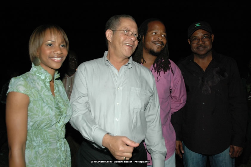 The Hon. Orette Bruce Goldwin, M.P., Prime Minister of Jamaica, Minister of Tourism, Hon. Edmund Bartlett, and Director of Tourism, Basil Smith at the Air Jamaica Jazz and Blues Festival 2008 The Art of Music - Thrusday, January 24, 2008 - Air Jamaica Jazz & Blues 2008 The Art of Music venue at the Aqaueduct on Rose Hall Resort & Counrty Club, Montego Bay, St. James, Jamaica W.I. - Thursday, January 24 - Saturday, January 26, 2008 - Photographs by Net2Market.com - Claudine Housen & Barry J. Hough Sr, Photographers - Negril Travel Guide, Negril Jamaica WI - http://www.negriltravelguide.com - info@negriltravelguide.com...!