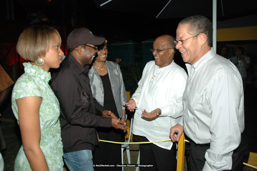 The Hon. Orette Bruce Goldwin, M.P., Prime Minister of Jamaica, Minister of Tourism, Hon. Edmund Bartlett, and Director of Tourism, Basil Smith at the Air Jamaica Jazz and Blues Festival 2008 The Art of Music - Thrusday, January 24, 2008 - Air Jamaica Jazz & Blues 2008 The Art of Music venue at the Aqaueduct on Rose Hall Resort & Counrty Club, Montego Bay, St. James, Jamaica W.I. - Thursday, January 24 - Saturday, January 26, 2008 - Photographs by Net2Market.com - Claudine Housen & Barry J. Hough Sr, Photographers - Negril Travel Guide, Negril Jamaica WI - http://www.negriltravelguide.com - info@negriltravelguide.com...!