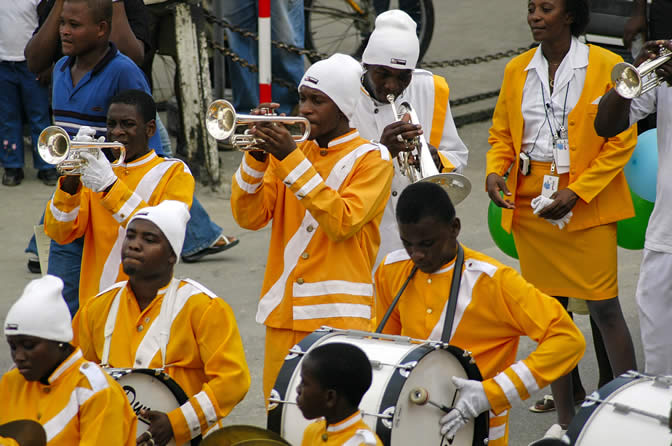 Grand Gala Parade @ Lucea - Portmore Pace Setters Marching Band - Hanover Homecoming Celebrations Photographs - Negril Travel Guide, Negril Jamaica WI - http://www.negriltravelguide.com - info@negriltravelguide.com...!