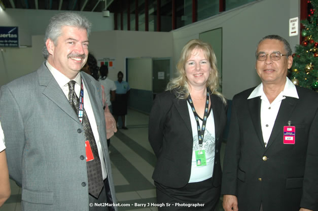 Minister of Tourism, Hon. Edmund Bartlett - Director of Tourism, Basil Smith, and Mayor of Montego Bay, Councilor Charles Sinclair Launch of Winter Tourism Season at Sangster International Airport, Saturday, December 15, 2007 - Sangster International Airport - MBJ Airports Limited, Montego Bay, Jamaica W.I. - Photographs by Net2Market.com - Barry J. Hough Sr, Photographer - Negril Travel Guide, Negril Jamaica WI - http://www.negriltravelguide.com - info@negriltravelguide.com...!