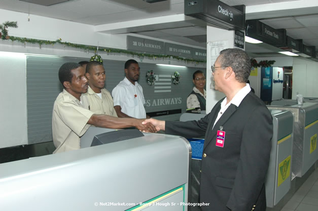 Minister of Tourism, Hon. Edmund Bartlett - Director of Tourism, Basil Smith, and Mayor of Montego Bay, Councilor Charles Sinclair Launch of Winter Tourism Season at Sangster International Airport, Saturday, December 15, 2007 - Sangster International Airport - MBJ Airports Limited, Montego Bay, Jamaica W.I. - Photographs by Net2Market.com - Barry J. Hough Sr, Photographer - Negril Travel Guide, Negril Jamaica WI - http://www.negriltravelguide.com - info@negriltravelguide.com...!