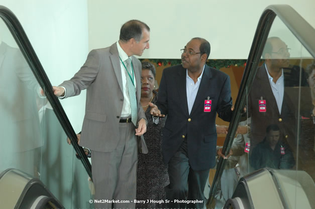 Minister of Tourism, Hon. Edmund Bartlett - Director of Tourism, Basil Smith, and Mayor of Montego Bay, Councillor Charles Sinclair Launch of Winter Tourism Season at Sangster International Airport, Saturday, December 15, 2007 - Sangster International Airport - MBJ Airports Limited, Montego Bay, Jamaica W.I. - Photographs by Net2Market.com - Barry J. Hough Sr, Photographer - Negril Travel Guide, Negril Jamaica WI - http://www.negriltravelguide.com - info@negriltravelguide.com...!