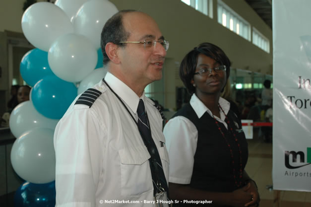 MBJ Airports Limited Welcomes WestJet Airlines - Inaugural Scheduled Service From Toronto Pearsons International Airport - Monday, December 10, 2007 - Sangster International Airport - MBJ Airports Limited, Montego Bay, Jamaica W.I. - Photographs by Net2Market.com - Barry J. Hough Sr, Photographer - Negril Travel Guide, Negril Jamaica WI - http://www.negriltravelguide.com - info@negriltravelguide.com...!