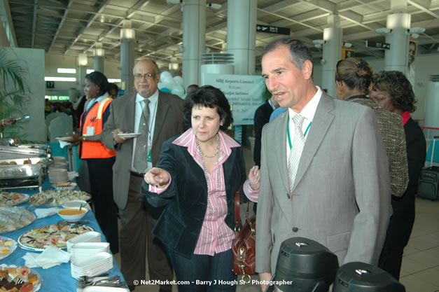 MBJ Airports Limited Welcomes WestJet Airlines - Inaugural Scheduled Service From Toronto Pearsons International Airport - Monday, December 10, 2007 - Sangster International Airport - MBJ Airports Limited, Montego Bay, Jamaica W.I. - Photographs by Net2Market.com - Barry J. Hough Sr, Photographer - Negril Travel Guide, Negril Jamaica WI - http://www.negriltravelguide.com - info@negriltravelguide.com...!