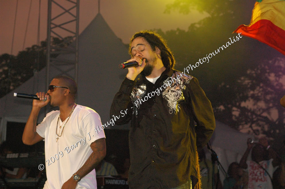 Damian 'Jr. Gong' Marley & NAS @ Reggae Sumfest 2009 - International Night 2 - Reggae Sumfest 2009,Catherine Hall, Montego Bay, St. James, Jamaica W.I. - Saturday, July 25, 2009 - Reggae Sumfest 2009, July 19 - 25, 2009 - Photographs by Net2Market.com - Barry J. Hough Sr. Photojournalist/Photograper - Photographs taken with a Nikon D70, D100, or D300 - Negril Travel Guide, Negril Jamaica WI - http://www.negriltravelguide.com - info@negriltravelguide.com...!