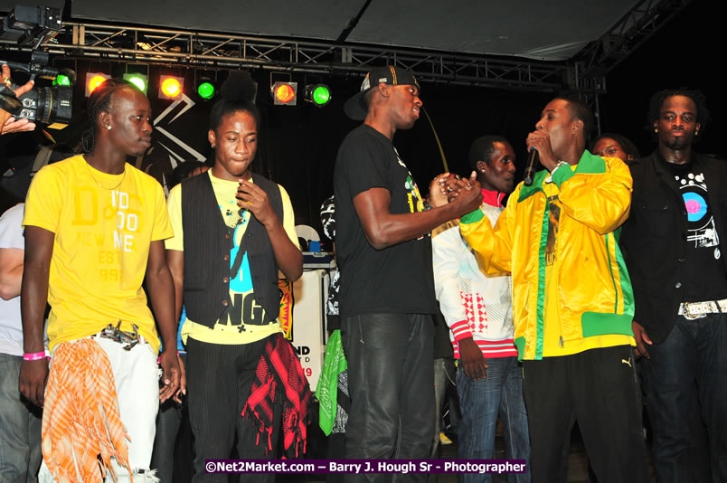 Usain Bolt of Jamaica - The Fastest Man In The World  - Usain Bolt Homecoming Celebrations Concert at the William Knibb High School Play Field, Trelawny - Ice, Ding Dong, Ravers Clavers, D'Angel, Voicemail, RDX and Dancers, Wayne Marshall, Tammi Chynn, Bugle, Nero, Tanya Stephens, Richie Spice, Kip Rich,and Shaggy - Photographs by Net2Market.com - Barry J. Hough Sr. Photojournalist/Photograper - Photographs taken with a Nikon D300 - Negril Travel Guide, Negril Jamaica WI - http://www.negriltravelguide.com - info@negriltravelguide.com...!