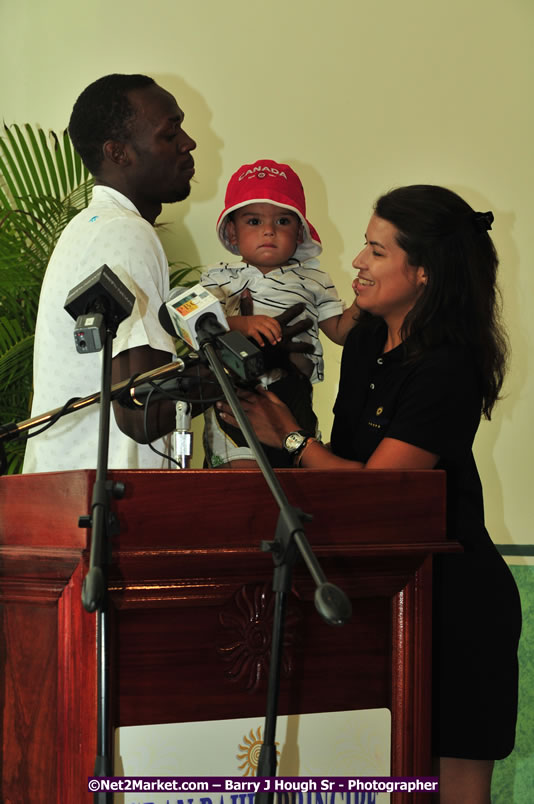 Usain Bolt of Jamaica - The Fastest Man In The World  - Usain Bolt Homecoming Celebrations - Press Conference at the Grand Bahia Principe &amp; Sherwood Content - Waldensia Primary School - Photographs by Net2Market.com - Barry J. Hough Sr. Photojournalist/Photograper - Photographs taken with a Nikon D300 - Negril Travel Guide, Negril Jamaica WI - http://www.negriltravelguide.com - info@negriltravelguide.com...!