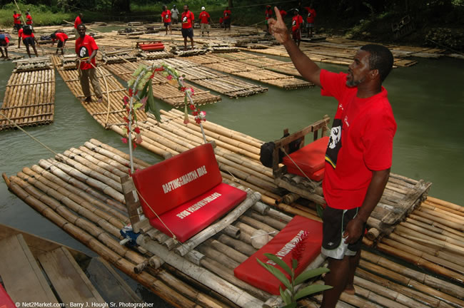 Rafting on the Martha Brae - Virgin Atlantic Inaugural Flight To Montego Bay, Jamaica Photos - Sir Richard Bronson, President & Family, and 450 Passengers - Rafting on the Martha Brae - Tuesday, July 4, 2006 - Negril Travel Guide, Negril Jamaica WI - http://www.negriltravelguide.com - info@negriltravelguide.com...!