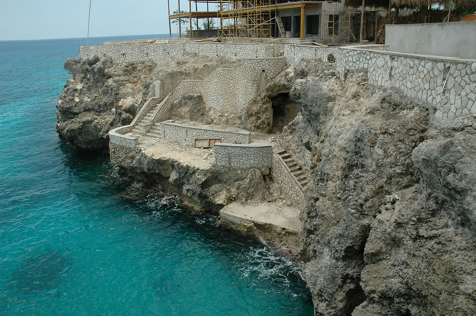 World Famous Rick's Cafe - Negril's West End Cliffs - Rebuilding After Ivan - Negril Travel Guide, Negril Jamaica WI - http://www.negriltravelguide.com - info@negriltravelguide.com...!